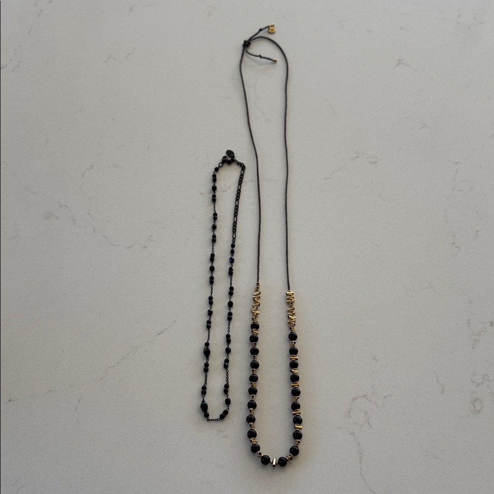 Elegant Black and Gold Beaded Necklace Set NWOT ✨